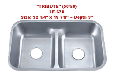 Leonet Tribute 50/50 LE-678 Double Bowl Stainless Steel Kitchen Sink