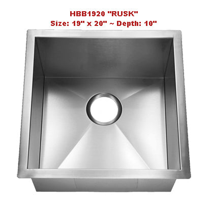 Homeplace Rusk HBB1920 Single Bowl Stainless Steel Sink