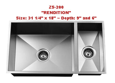 Urban Place Rendition ZS-200 Double Bowl Stainless Steel Kitchen Sink