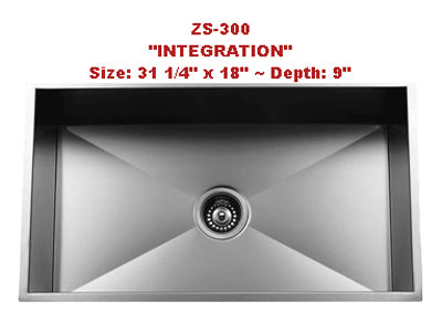 Urban Place Integration ZS-300 Single Bowl Stainless Steel Kitchen Sink
